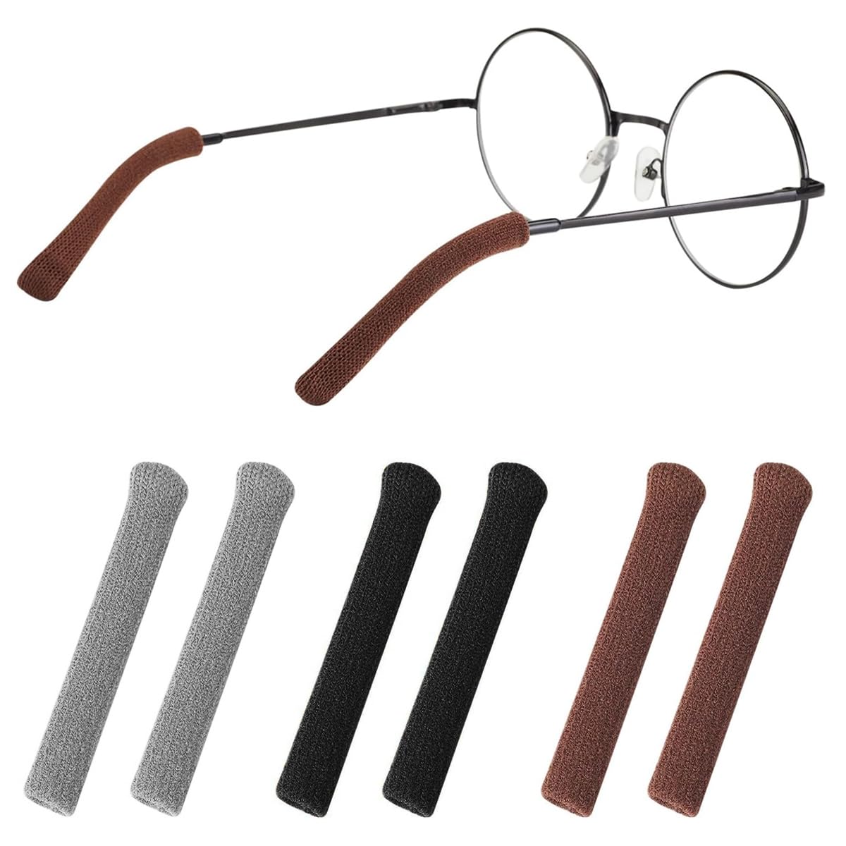 HASTHIP 3 Pairs Anti-Slip Glasses Ear Grip, Soft Knitting Eyeglasses Temple Tips Sleeve, Universal Elastic Eyeglass Ear Cushion Retainer for Sunglasses Eyewear HASTHIP 3 Pairs Anti-Slip Glasses Ear Grip, Soft Knitting Eyeglasses Temple Tips Sleeve, Universal Elastic Eyeglass Ear Cushion Retainer for Sunglasses Eyewear